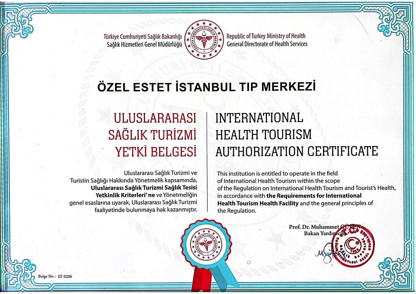 Health Tourism Authorization Certificate